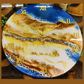 Sparkling Blue And Gold Effect Resin Wall Clock For Sale